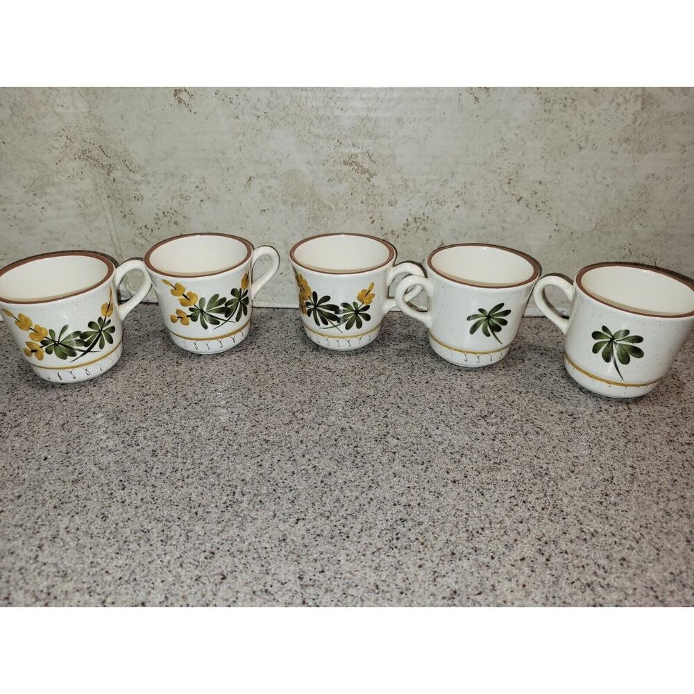Set Of 5 Vintage Stangl Mugs Golden Blossom Oven Proof
